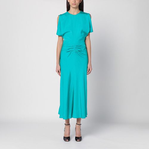 Peacock-coloured midi dress with ruffle - Victoria Beckham - Modalova