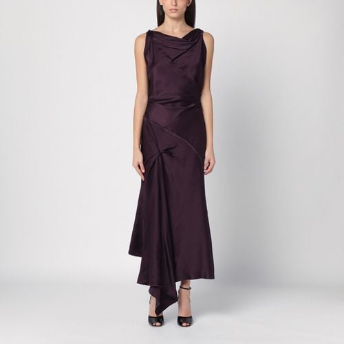 Asymmetrical plum-coloured midi dress - Victoria Beckham - Modalova