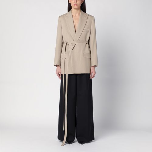 Giacca beige in lana con cintura - Victoria Beckham - Modalova