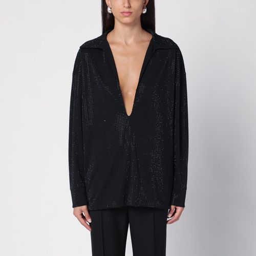 Blusa nera in jersey con strass - Philosophy - Modalova