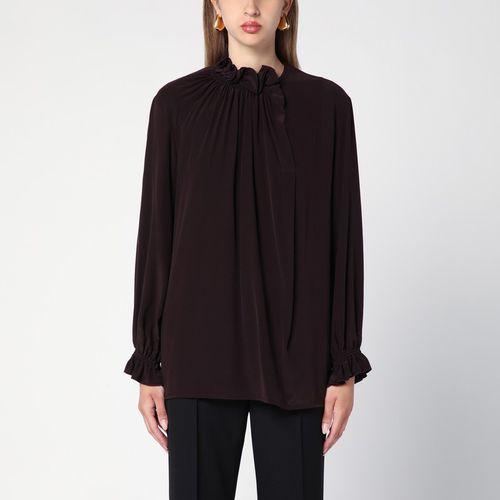 Braune Bluse Ruffle Neck aus Seide - Victoria Beckham - Modalova