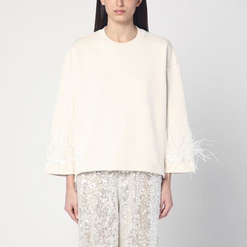 Ivory cotton sweatshirt with feathers - Philosophy - Modalova