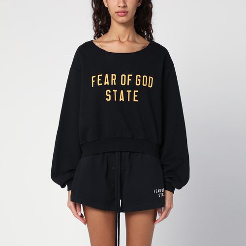 Black cropped sweatshirt with logo - Fear of God Essentials - Modalova