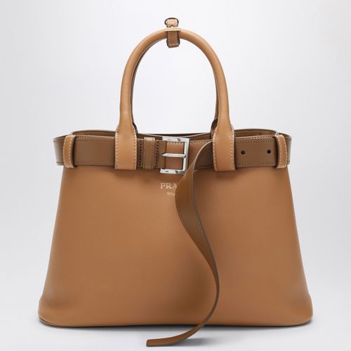 Caramel-coloured leather medium Buckle bag with belt - Prada - Modalova