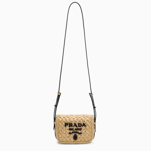 Borsa a tracolla in raffia e nera - Prada - Modalova