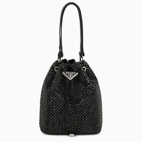 Black satin bucket with crystals - Prada - Modalova