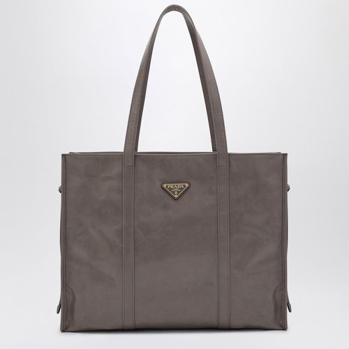 Large grey leather shopping bag - Prada - Modalova