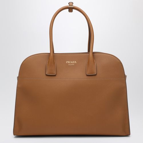 Large caramel-coloured leather shopping bag with buckles - Prada - Modalova