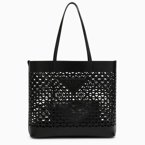 Large perforated leather shopping bag - Prada - Modalova