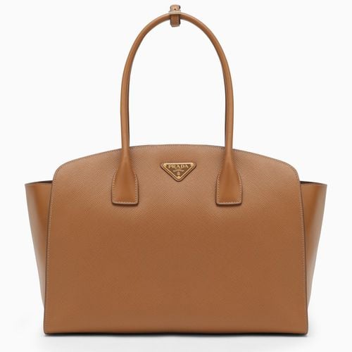 Large caramel-coloured leather shopping bag - Prada - Modalova