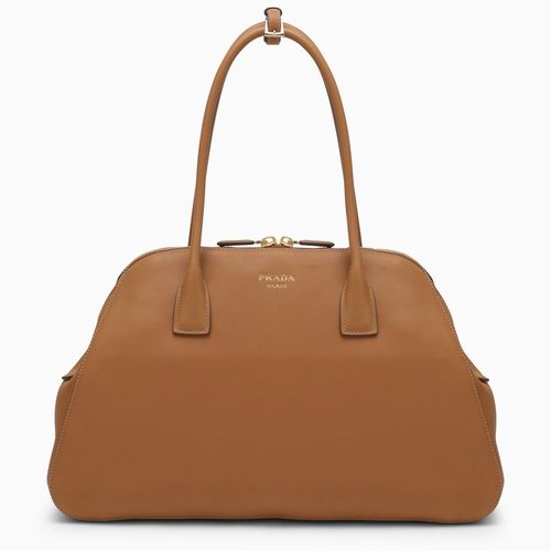 Large caramel-coloured leather shopping bag - Prada - Modalova