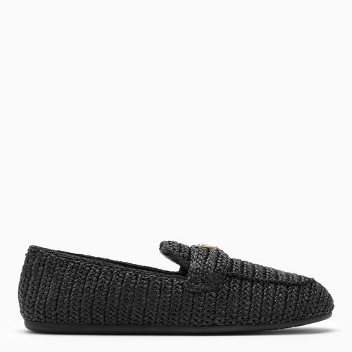 Raffia loafer with logo triangle - Prada - Modalova