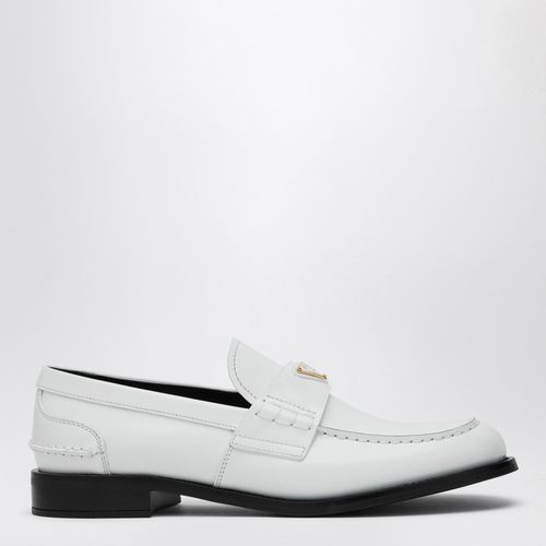 White brushed leather loafer - Prada - Modalova