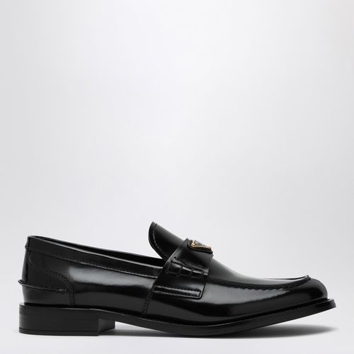 Black brushed leather loafer - Prada - Modalova