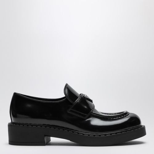 Chocolate brushed leather moccasins - Prada - Modalova