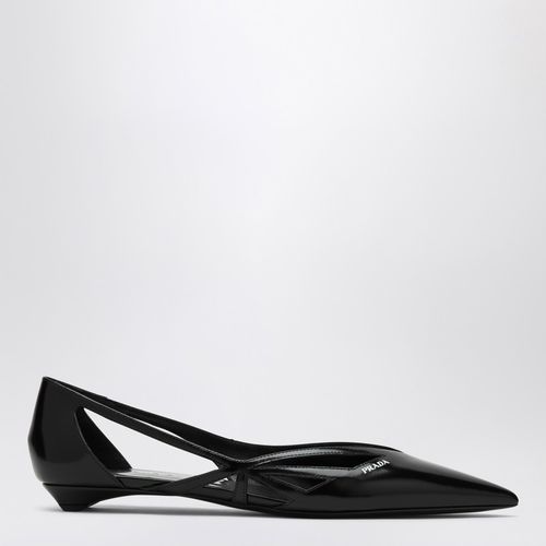 Cut out brushed leather ballerina - Prada - Modalova