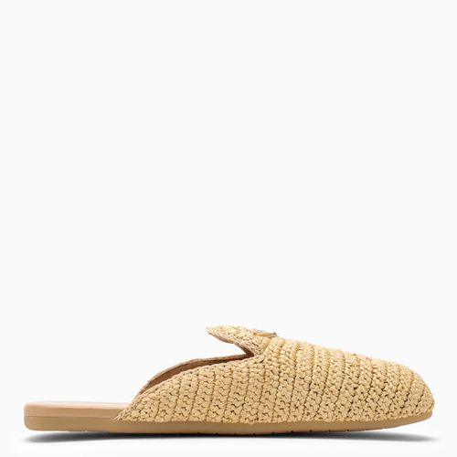 Natural raffia loafer with logo triangle - Prada - Modalova