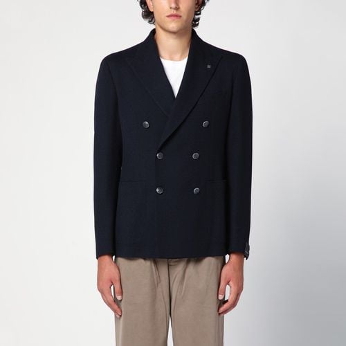 Navy double-breasted wool jacket - Tagliatore - Modalova