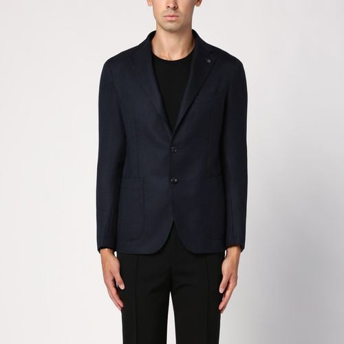 Blue single-breasted jacket in wool - Tagliatore - Modalova