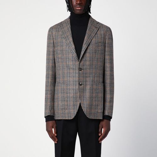 Single-breasted jacket with wool Vichy pattern - Tagliatore - Modalova