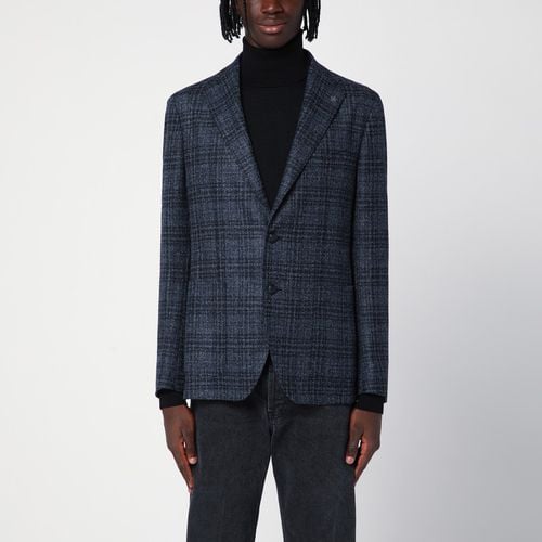 Blue single-breasted checked jacket - Tagliatore - Modalova