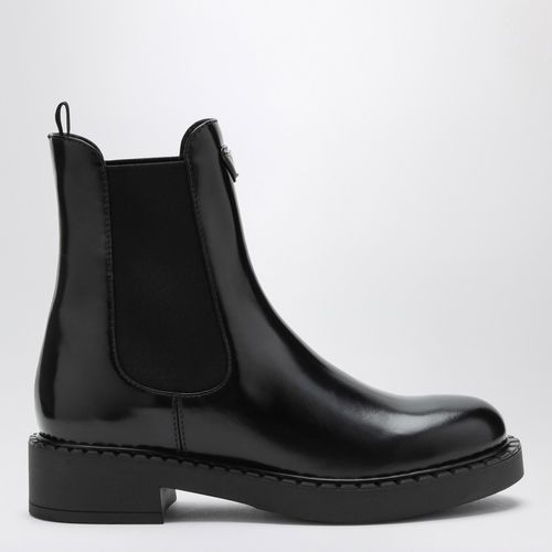 Black brushed leather ankle boot - Prada - Modalova