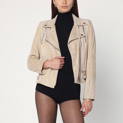 Beige biker jacket in suede leather - Sword 6644 - Modalova