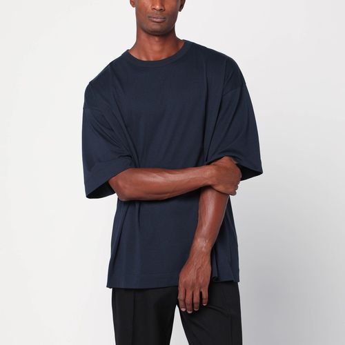 Oversized navy blue cotton T-shirt - Dries Van Noten - Modalova