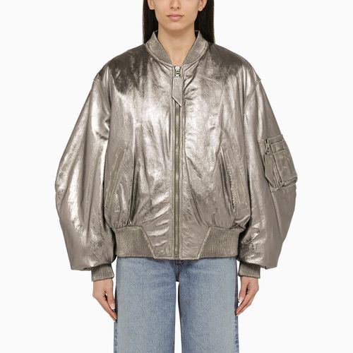 Anya silver leather bomber jacket - The Attico - Modalova