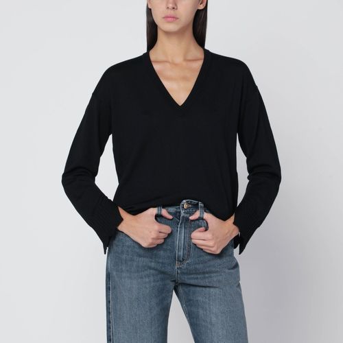 Black wool V-neck sweater - Roberto Collina - Modalova