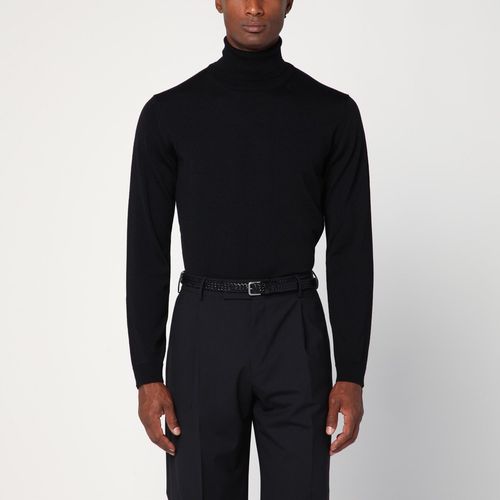 Black wool turtleneck sweater - Roberto Collina - Modalova