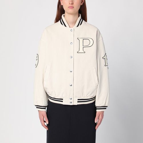 Bomber avorio in canvas con patch - Prada - Modalova