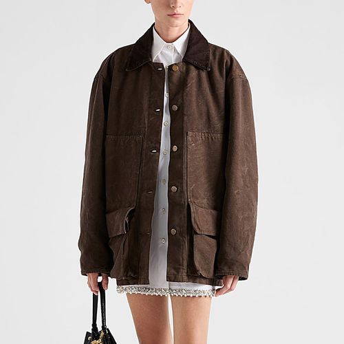 Cotton jacket with shearling collar - Prada - Modalova