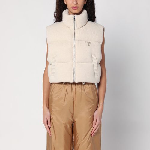 Ivory wool and cashmere vest down jacket - Prada - Modalova