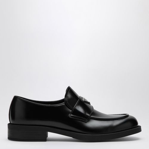 Black leather loafer with logo - Prada - Modalova