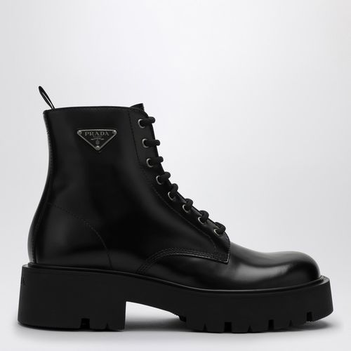 Black brushed leather ankle boot - Prada - Modalova