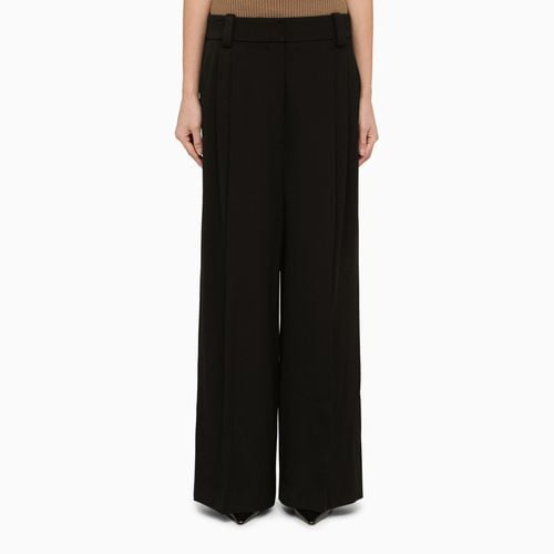 Black wool-blend palazzo trousers - Khaite - Modalova