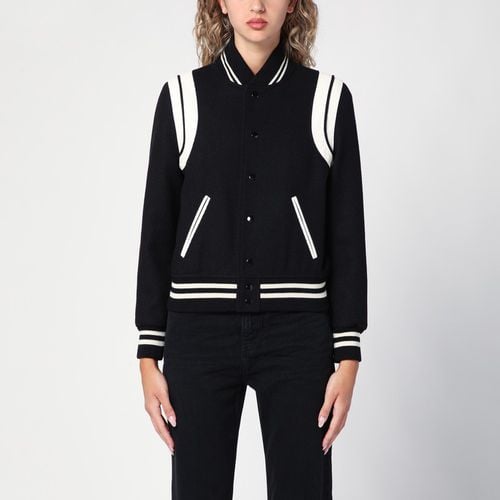 Black/white wool bomber jacket - Saint Laurent - Modalova