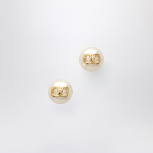 Orecchini dorati con perla con VLogo Signature - Valentino Garavani - Modalova