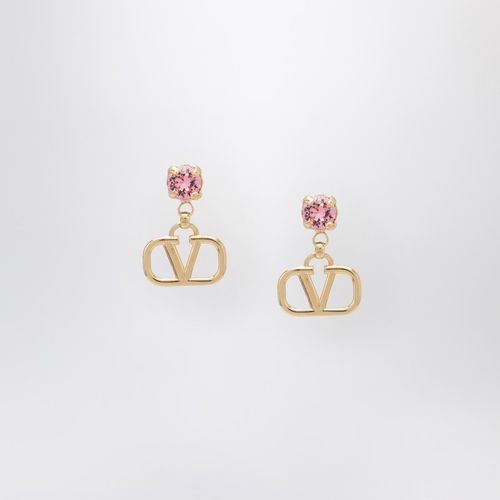 Gold VLogo Signature earrings with pink Swarovski - Valentino Garavani - Modalova
