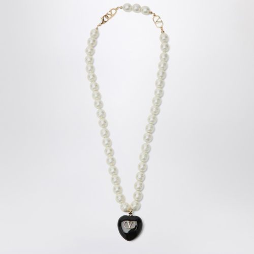 Collana di perle Coeur Royal nera - Valentino Garavani - Modalova