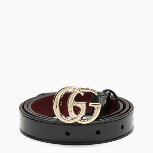 Cintura sottile GG Marmont in vernice nera - GUCCI - Modalova