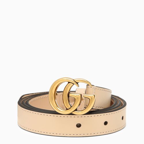 Leather light beige belt with Double G buckle - GUCCI - Modalova