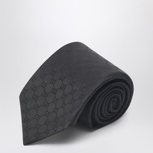 Black silk tie with GG motif - GUCCI - Modalova