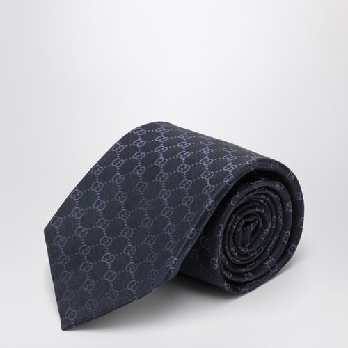 Cravatta in seta navy con motivo GG - GUCCI - Modalova