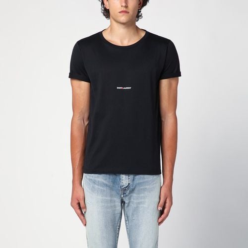 Black logo-print crew-neck t-shirt - Saint Laurent - Modalova