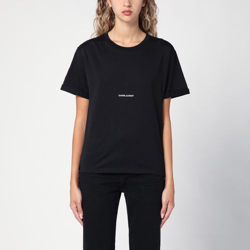 Black logo-print crew-neck t-shirt - Saint Laurent - Modalova