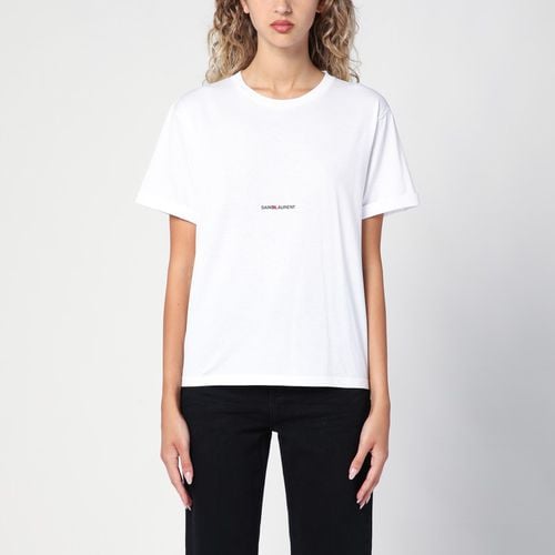 T-shirt girocollo bianca con stampa logo - Saint Laurent - Modalova