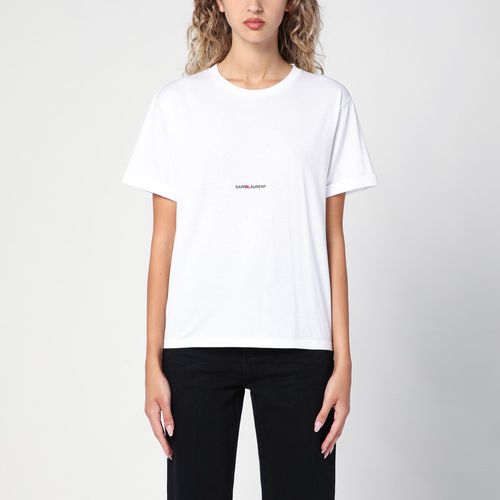 T-Shirt mit Rundhalsausschnitt und Logodruck - Saint Laurent - Modalova