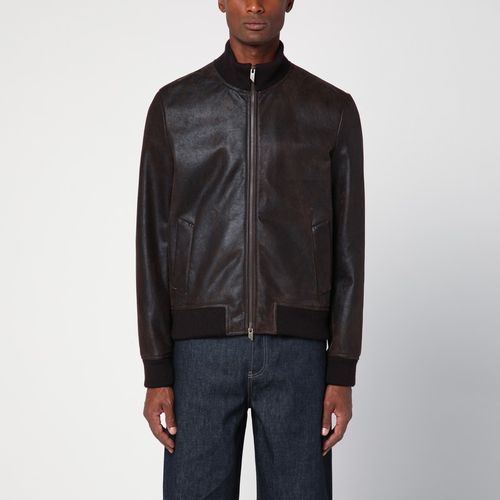 Dark brown leather bomber jacket - Salvatore Santoro - Modalova